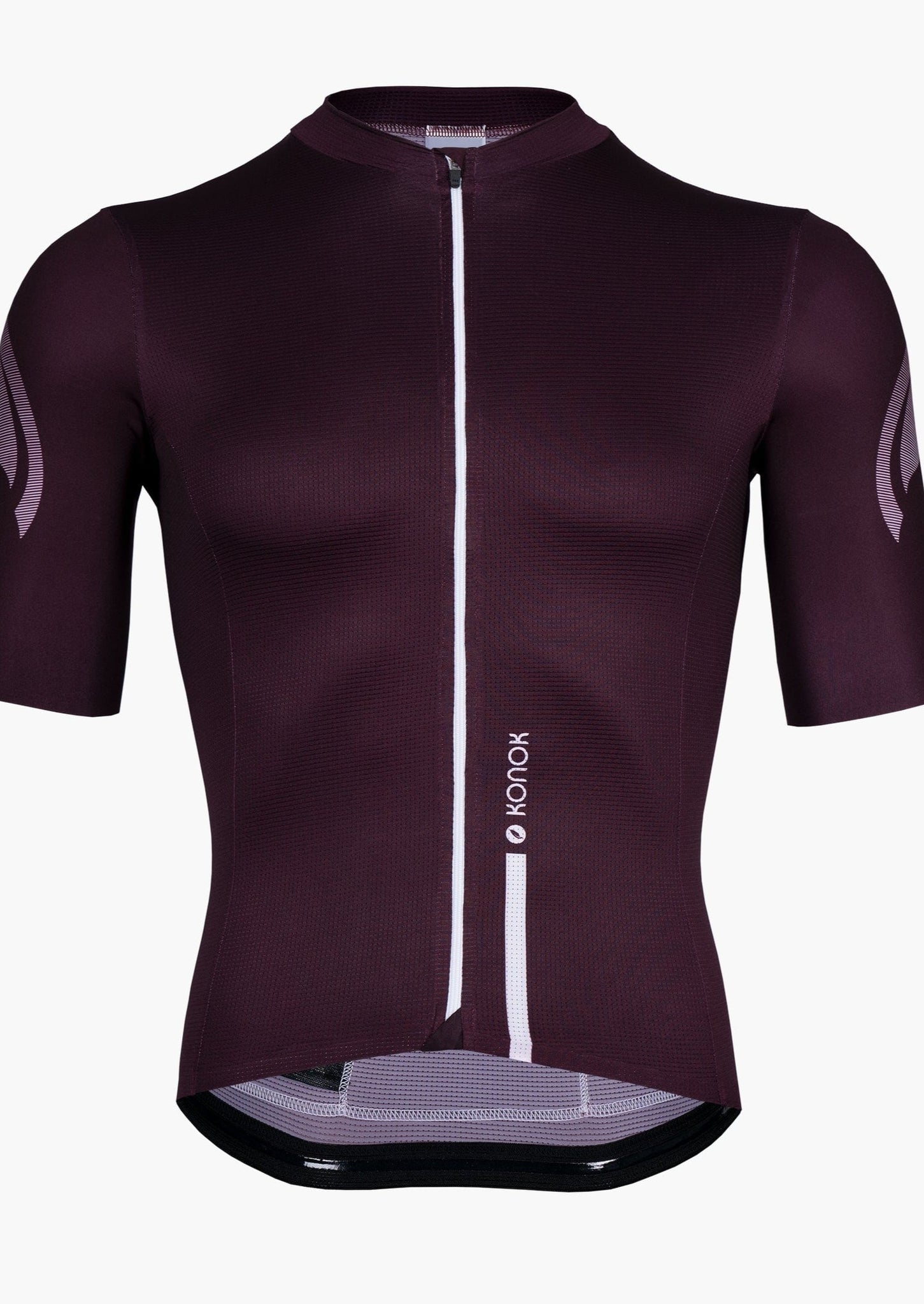 KONOK Unbound Premium Cycling Jersey , Aero and Performance Fit. In Solid Burgundy White Feather