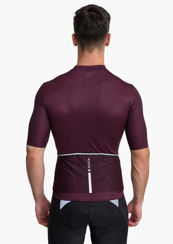 KONOK Unbound Premium Cycling Jersey , Aero and Performance Fit. In Solid Burgundy White Feather